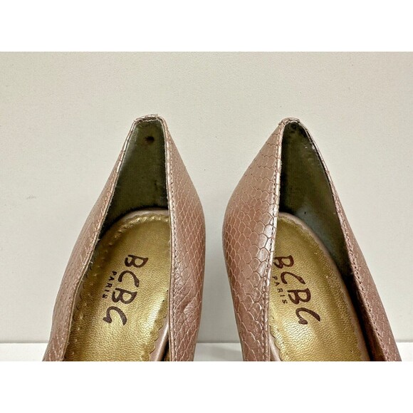 BCBG Paris women size 8 B EU 38 rose leather open toe with bow high heels shoes - Picture 9 of 10